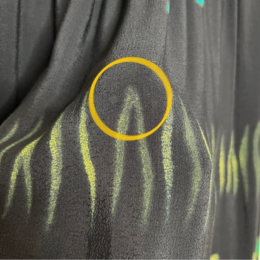 Vintage Nino Wong 100% Rayon Black Teal & Yellow Abstract Print Maxi Ski… - Picture 11 of 13